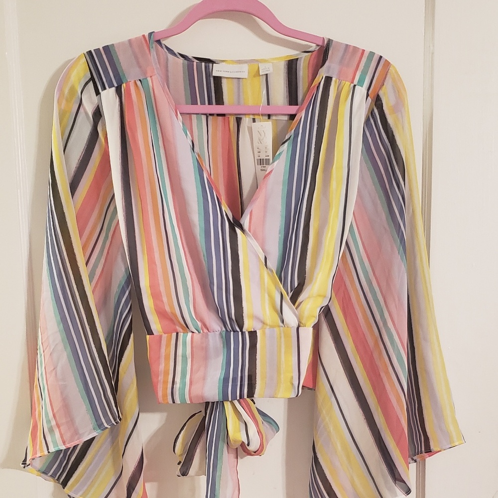 Striped, wrapped top,